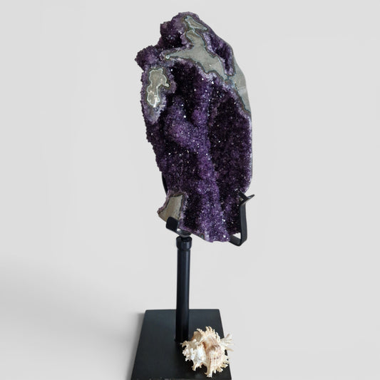 Uruguay Amethyst met Stalactiet op draaistandaard