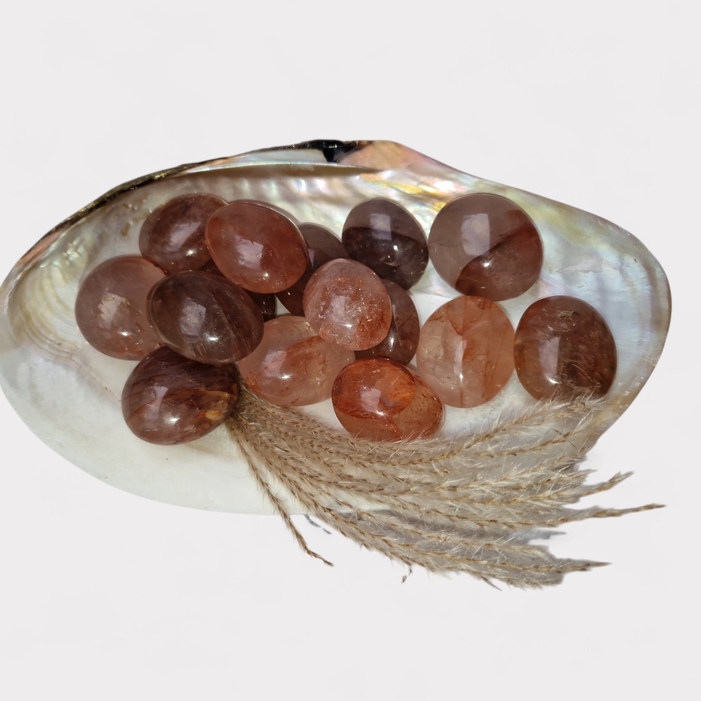 Hematoid Quartz palm stones