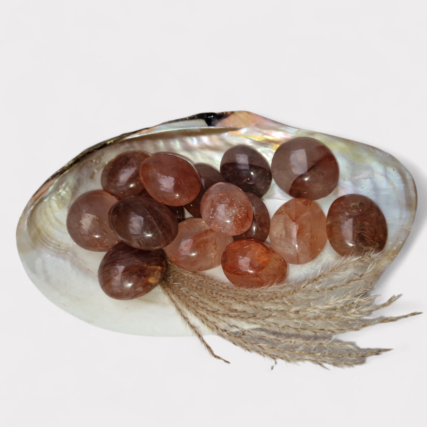 Hematoid Quartz palm stones