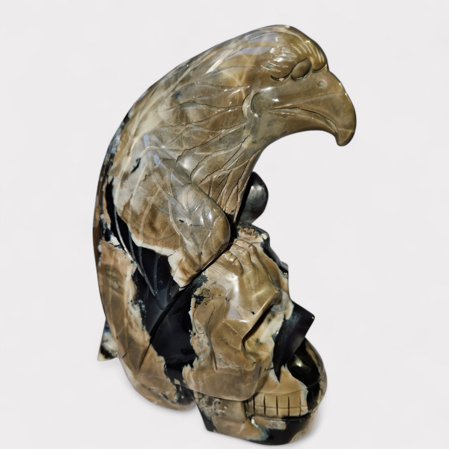 Vulkaan Agaat Skull met Draak