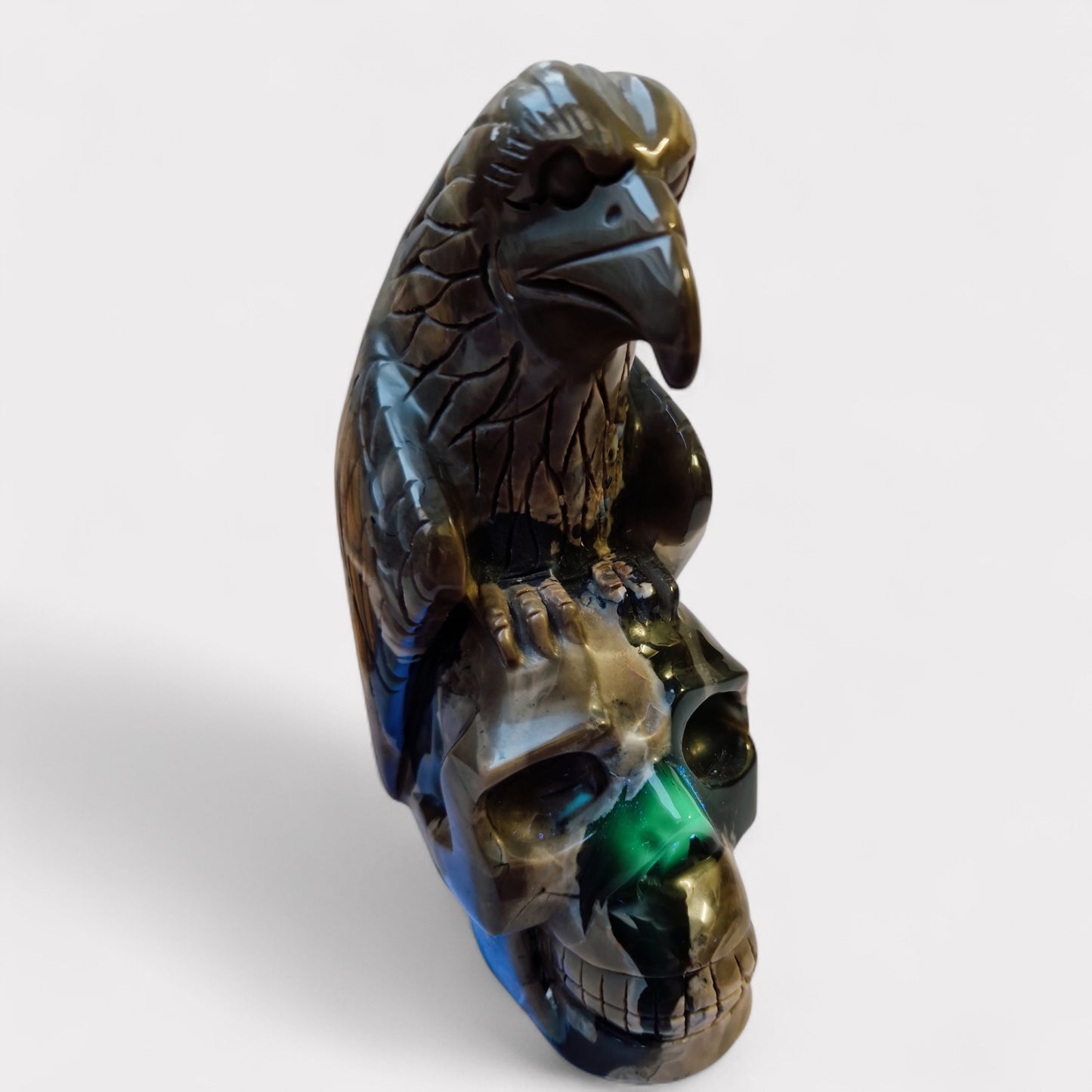 Vulkaan Agaat Skull met Draak