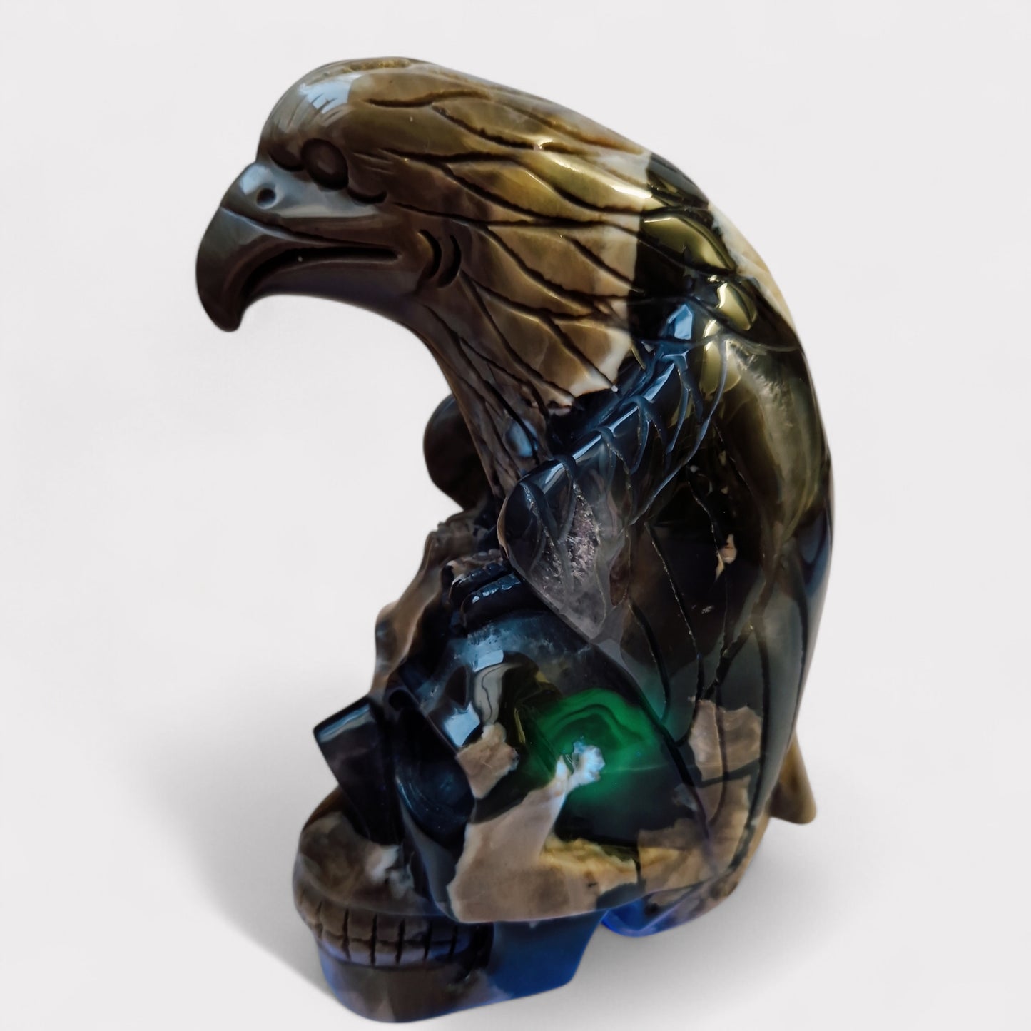 Vulkaan Agaat Skull met Draak