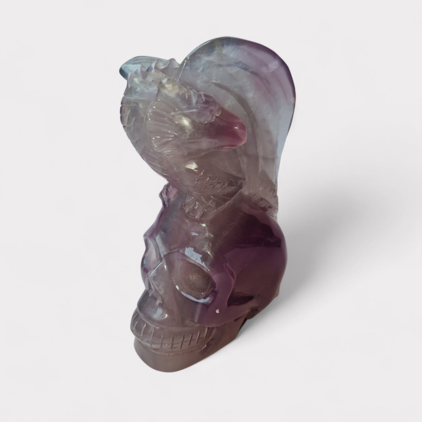 Regenboog Fluoriet Skull met Draak (Handmade)